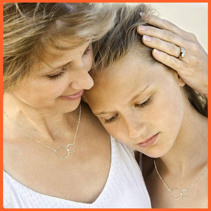 whatagift.com.au Mother Daughter Pendant Necklace For Women | Mother's Day Gift Two Interlocking Infinity Circles Pendant
