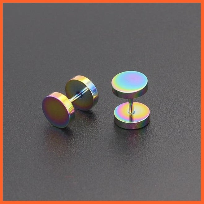 Round Stainless Steel Barbell Stud Earrings For Unisex | whatagift.com.au.