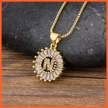 Girls Initial Letter Necklace | Nitial Letter Necklace 26 Letters Charm Gold Name Necklace Pendant Top Quality Copper Zircon Jewellery | whatagift.com.au.
