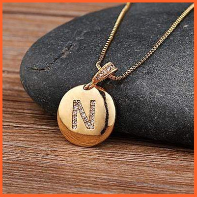 Gold Plated Initials Pendant And Necklace | Girls Initial Letter Necklace Gold 26 Letters Charm Necklaces Pendants Copper Cz Jewellery | whatagift.com.au.