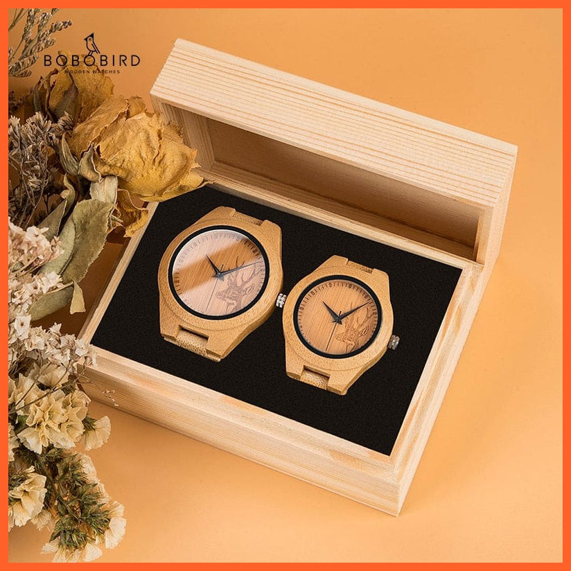 whatagift.com.au N20-F29 Couple Wristwatch In Wooden Gift Box
