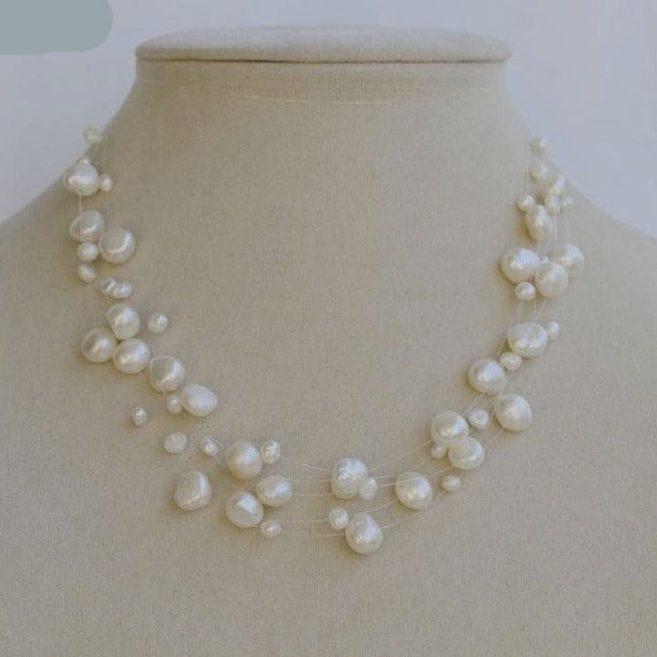 whatagift.com.au Natural Freshwater Pearl Necklace For Women  | Pearl Layered Choker