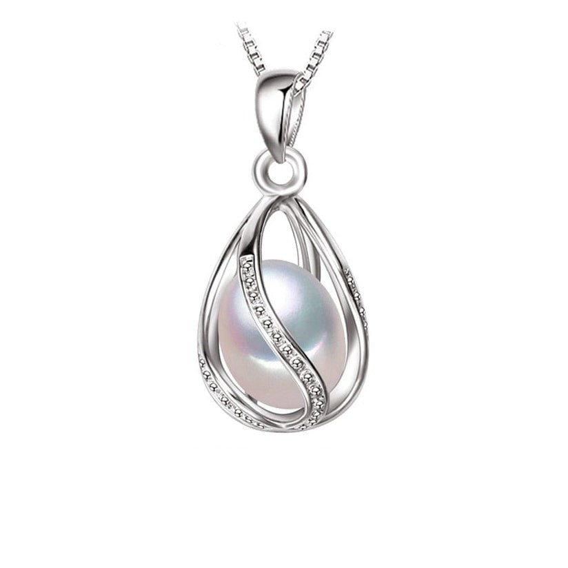 whatagift.com.au Natural Freshwater Pearl Pendant Cage Necklace