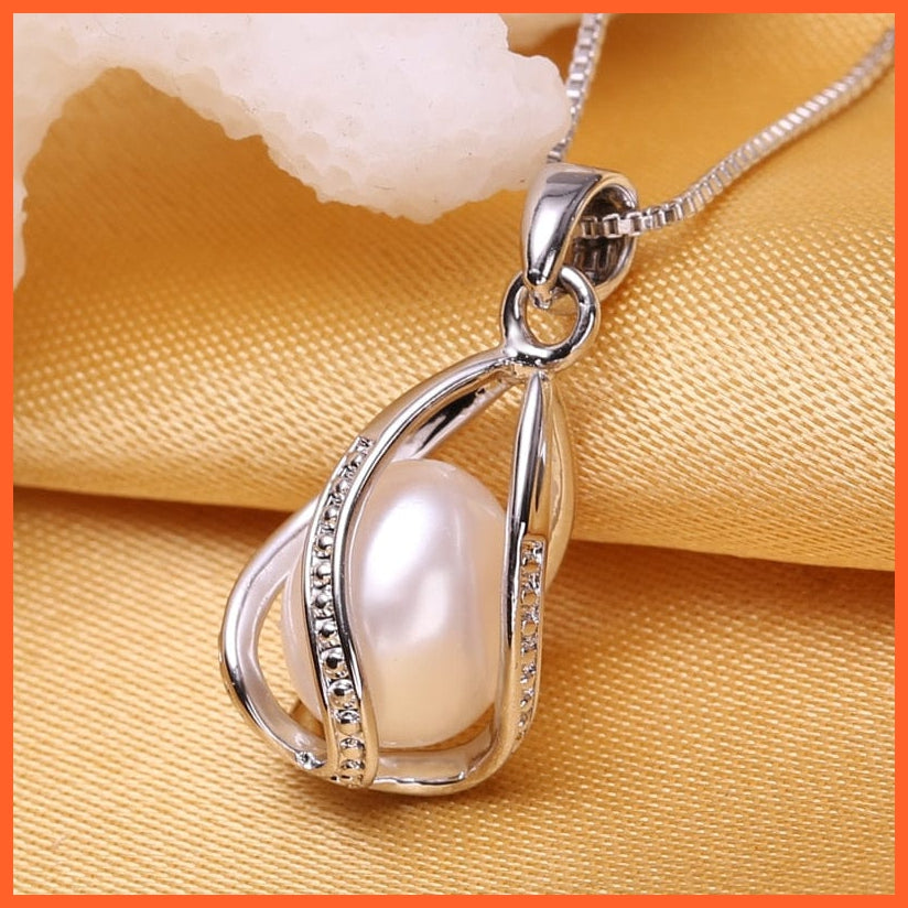 whatagift.com.au Natural Freshwater Pearl Pendant Cage Necklace