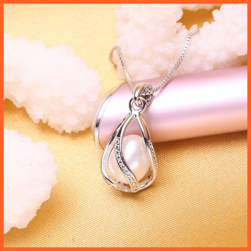 whatagift.com.au Natural Freshwater Pearl Pendant Cage Necklace