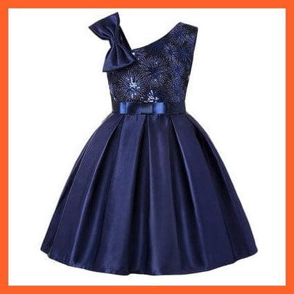 whatagift.com.au Navy / 2-3y(size 100) Girl Flower Sequins Dress For Princess Party