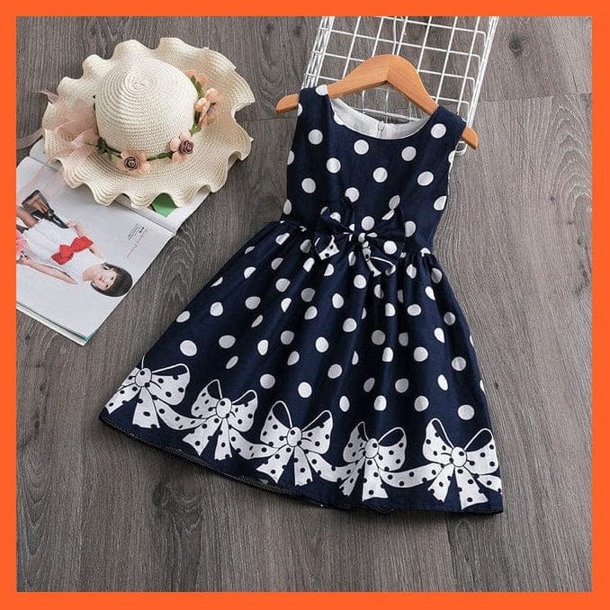 whatagift.com.au Navy Blue / 3T Princess Embroidery Flower Lace Dress  Girl