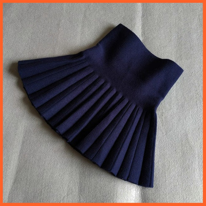 whatagift.com.au Navy Blue / 4T Winter Pleated Girls Skirts | High Waist Knitted Mini Tutu Skirt