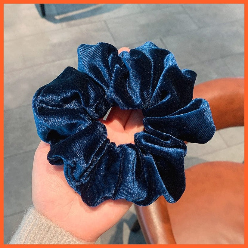 whatagift.com.au Navy Blue Oversized Velvet Hair Scrunchies for Women | Hair tie Accessories