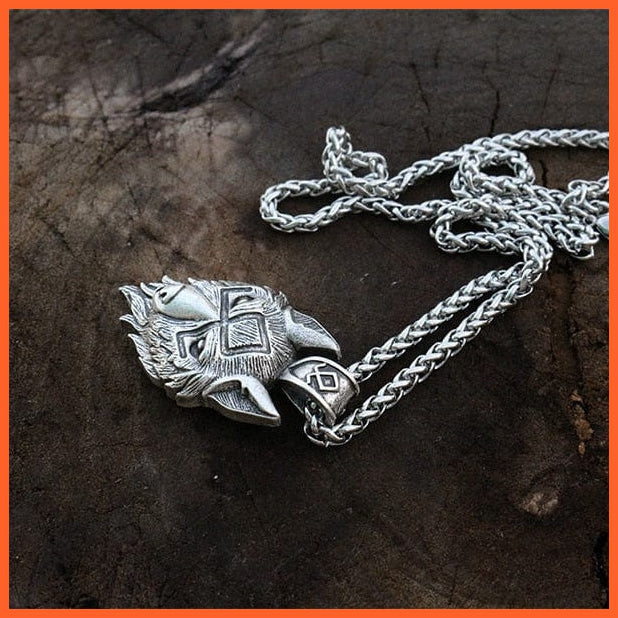 Viking Wolf Head Pendant Necklace | whatagift.com.au.