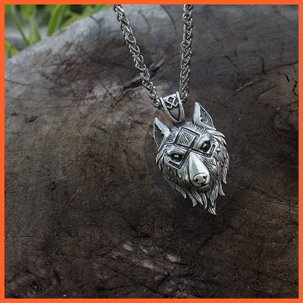 Viking Wolf Head Pendant Necklace | whatagift.com.au.