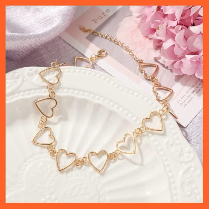 whatagift.com.au necklace 5307202 Gold Silver Pearl Heart Shaped Pendant Choker Necklace For Women