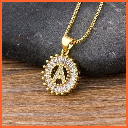 Charming Gold Plated  Cubic Zircon A-Z Initials Letter Pendants & Necklace | whatagift.com.au.