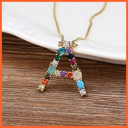 Multi Color Initial 26 Letters Pendent Necklace | Best Gift For Women | whatagift.com.au.