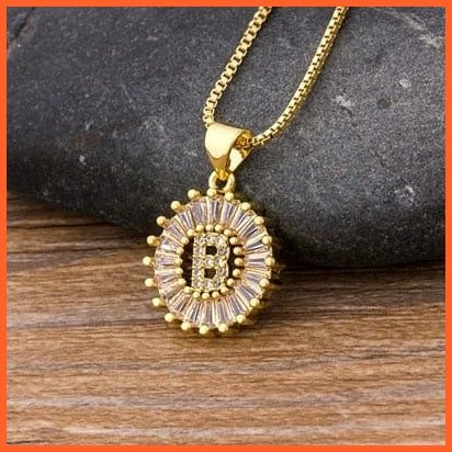 Charming Gold Plated  Cubic Zircon A-Z Initials Letter Pendants & Necklace | whatagift.com.au.