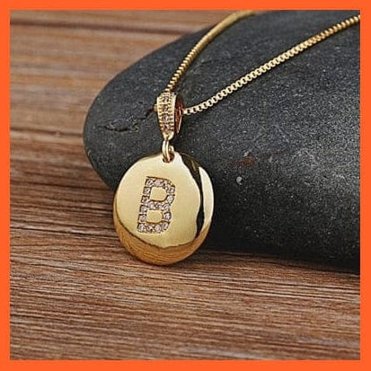 whatagift.com.au necklace B Copy of Gold Plated Round Shaped Pendant Initial 26 Letters Pendent Necklace