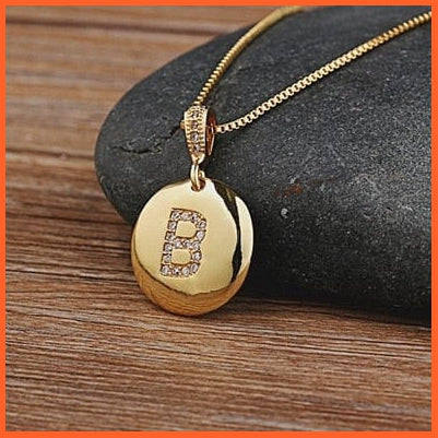 Gold Plated Round Shaped Pendant Initial 26 Letters Pendent Necklace | whatagift.com.au.