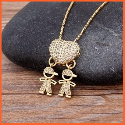 Gold Color Heart Shape Girl Boy Pendant Chain Necklaces | whatagift.com.au.