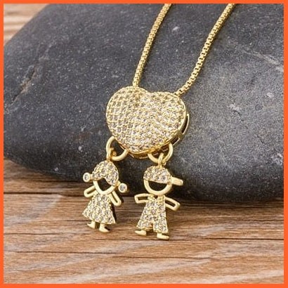 Gold Color Heart Shape Girl Boy Pendant Chain Necklaces | whatagift.com.au.