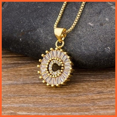 Charming Gold Plated  Cubic Zircon A-Z Initials Letter Pendants & Necklace | whatagift.com.au.