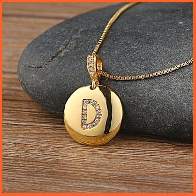 Gold Plated Round Shaped Pendant Initial 26 Letters Pendent Necklace | whatagift.com.au.