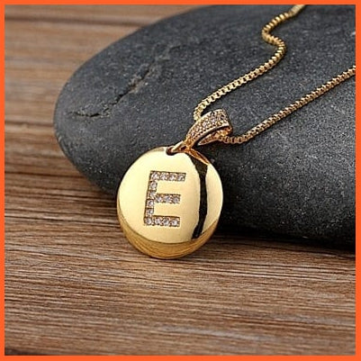 Gold Plated Round Shaped Pendant Initial 26 Letters Pendent Necklace | whatagift.com.au.