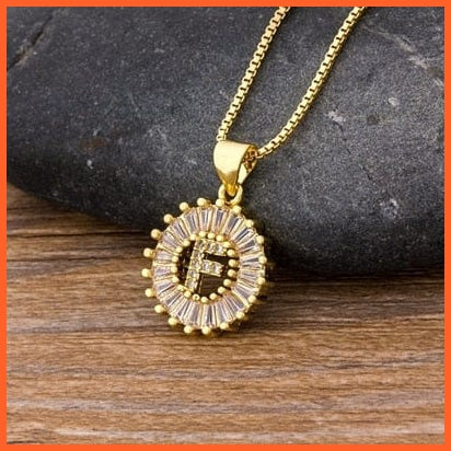 Charming Gold Plated  Cubic Zircon A-Z Initials Letter Pendants & Necklace | whatagift.com.au.