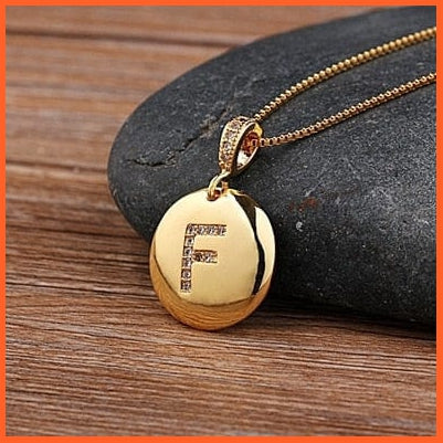 Gold Plated Round Shaped Pendant Initial 26 Letters Pendent Necklace | whatagift.com.au.