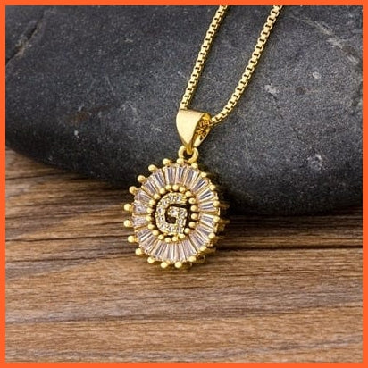 Charming Gold Plated  Cubic Zircon A-Z Initials Letter Pendants & Necklace | whatagift.com.au.