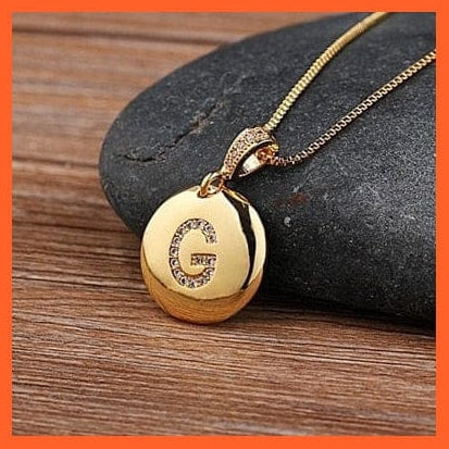 whatagift.com.au necklace G Gold Plated Round Shaped Pendant Initial 26 Letters Pendent Necklace