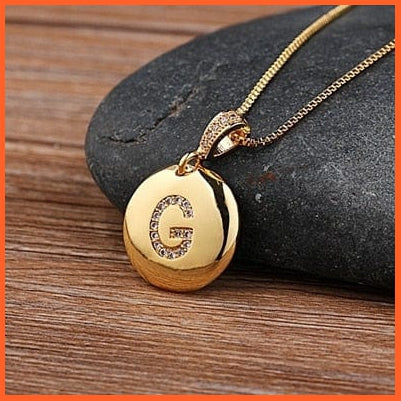 Gold Plated Round Shaped Pendant Initial 26 Letters Pendent Necklace | whatagift.com.au.