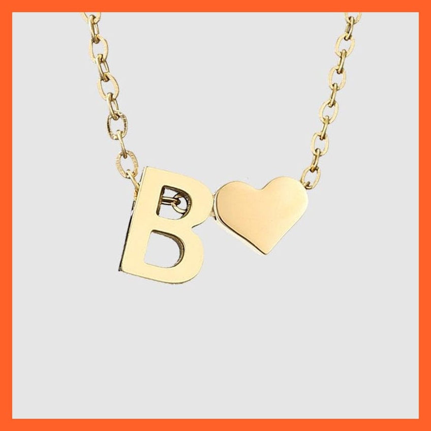 whatagift.com.au necklace Gold / B Heart Shaped Gold-Plated Letter Pendant For Women Clavicle Chain