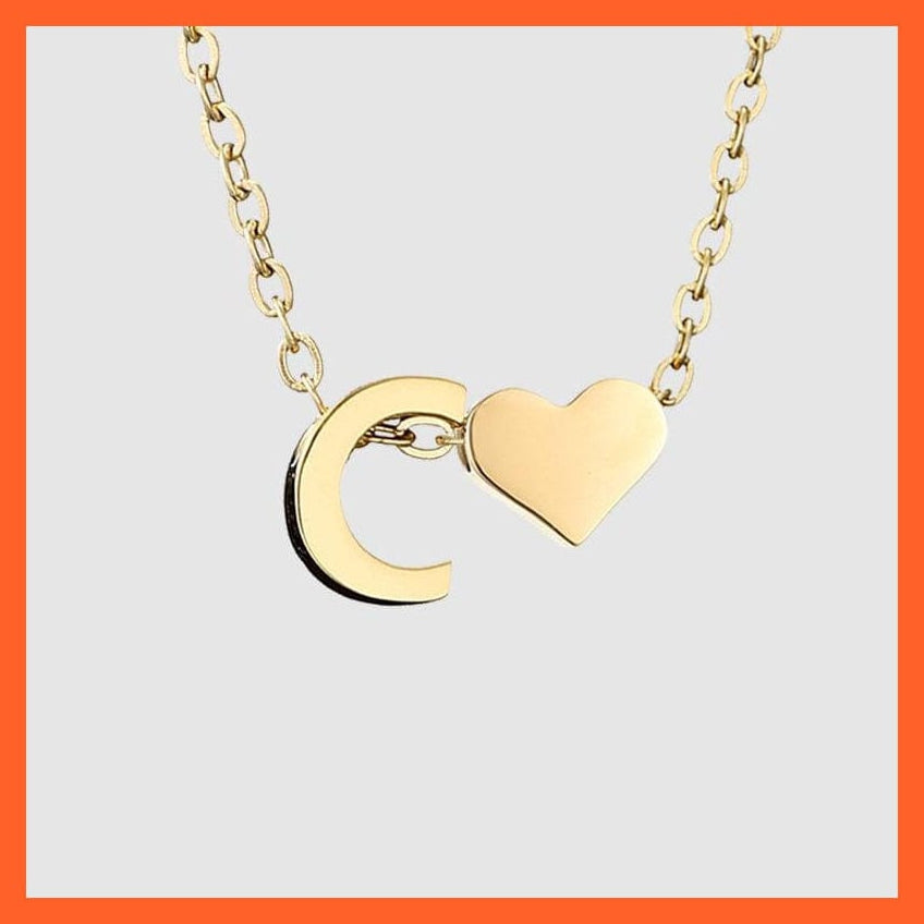 whatagift.com.au necklace Gold / C Heart Shaped Gold-Plated Letter Pendant For Women Clavicle Chain
