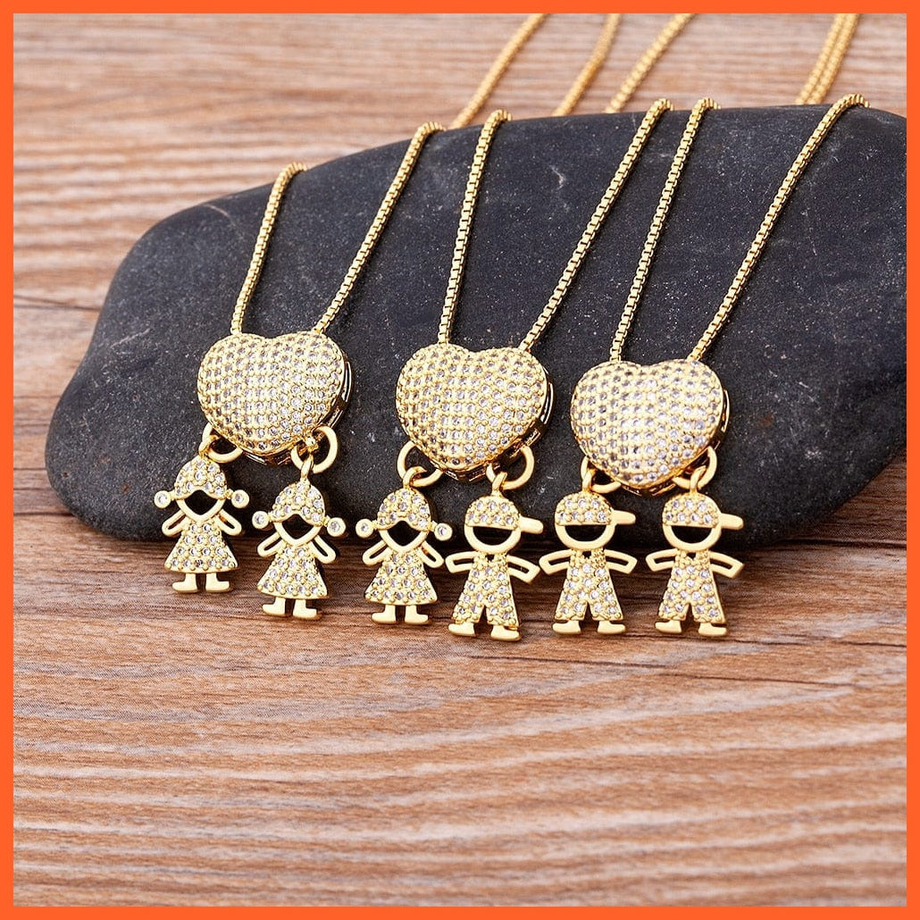 Gold Color Heart Shape Girl Boy Pendant Chain Necklaces | whatagift.com.au.