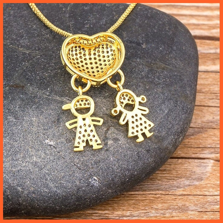 Gold Color Heart Shape Girl Boy Pendant Chain Necklaces | whatagift.com.au.