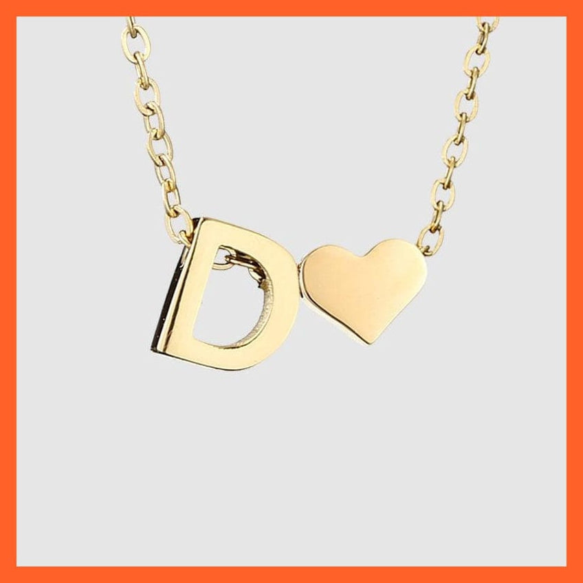 whatagift.com.au necklace Gold / D Heart Shaped Gold-Plated Letter Pendant For Women Clavicle Chain