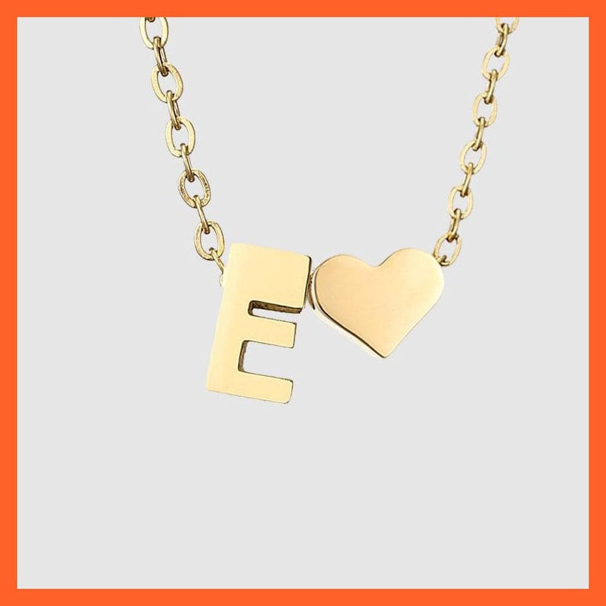 whatagift.com.au necklace Gold / E Heart Shaped Gold-Plated Letter Pendant For Women Clavicle Chain