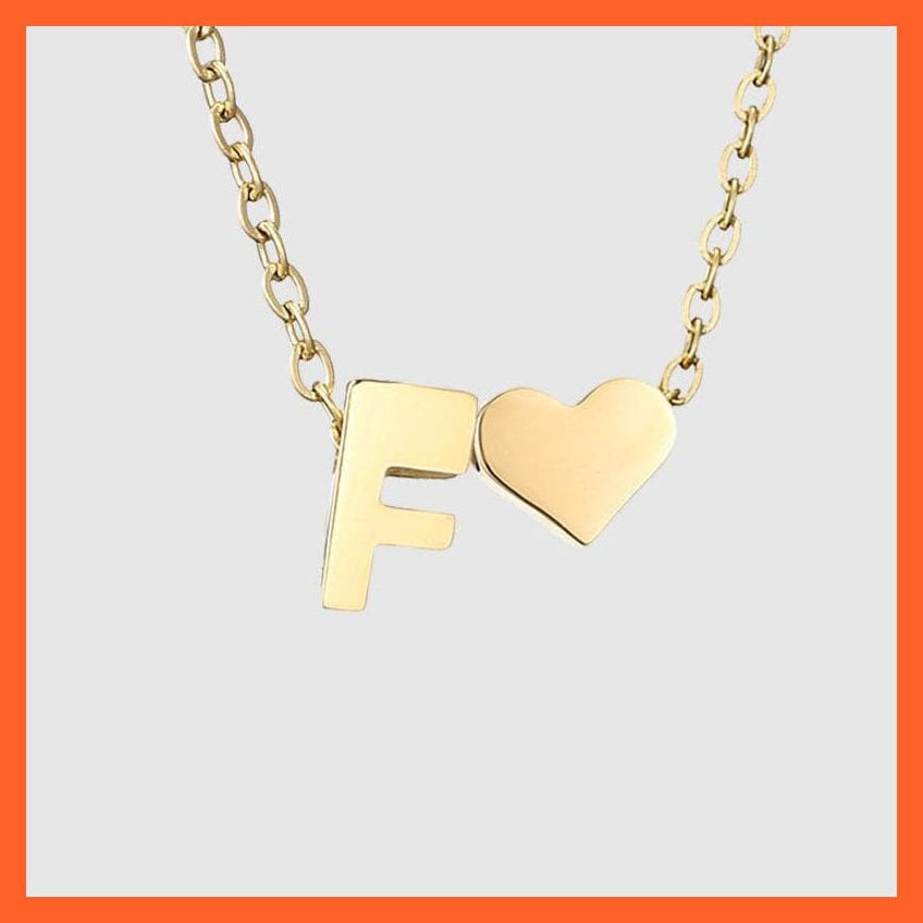 whatagift.com.au necklace Gold / F Heart Shaped Gold-Plated Letter Pendant For Women Clavicle Chain