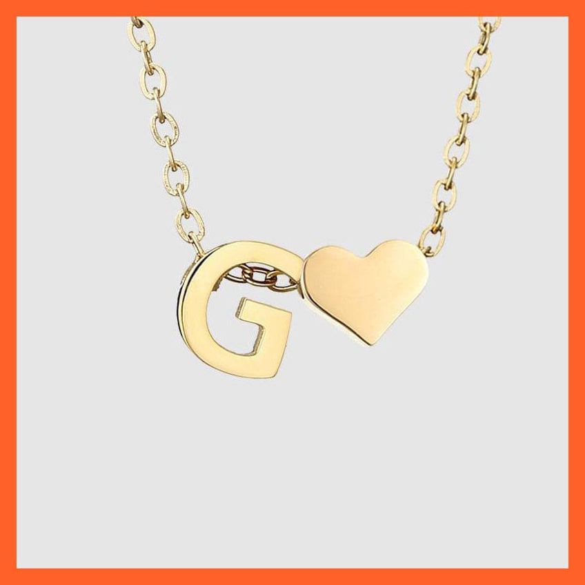 whatagift.com.au necklace Gold / G Heart Shaped Gold-Plated Letter Pendant For Women Clavicle Chain