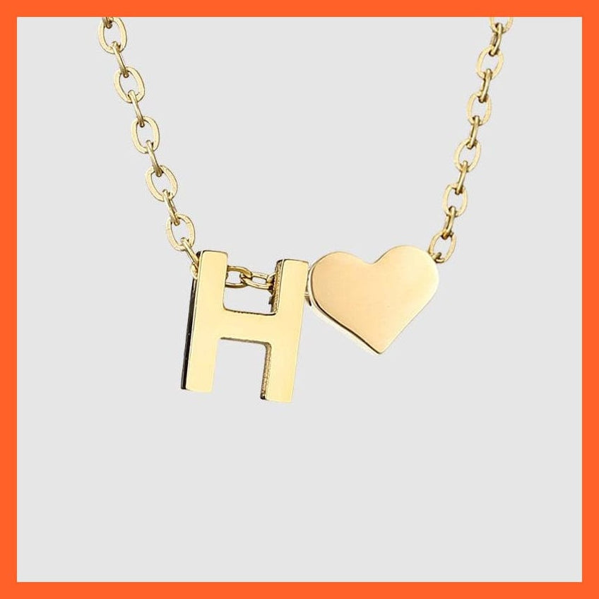 whatagift.com.au necklace Gold / H Heart Shaped Gold-Plated Letter Pendant For Women Clavicle Chain