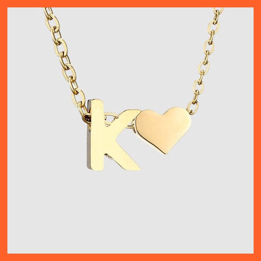 whatagift.com.au necklace Gold / K Heart Shaped Gold-Plated Letter Pendant For Women Clavicle Chain