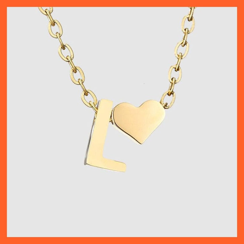 whatagift.com.au necklace Gold / L Heart Shaped Gold-Plated Letter Pendant For Women Clavicle Chain