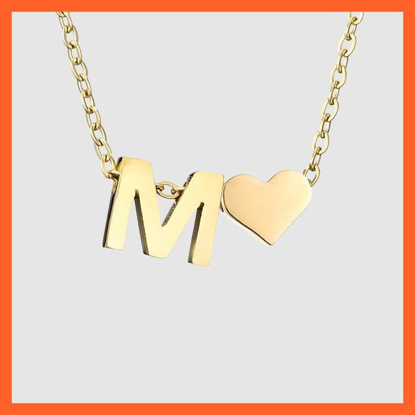 whatagift.com.au necklace Gold / M Copy of Heart Shaped Gold-Plated Letter Pendant For Women Clavicle Chain