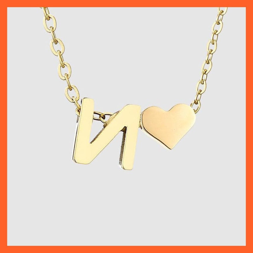 whatagift.com.au necklace Gold / N Heart Shaped Gold-Plated Letter Pendant For Women Clavicle Chain