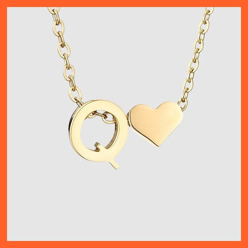 whatagift.com.au necklace Gold / O Heart Shaped Gold-Plated Letter Pendant For Women Clavicle Chain