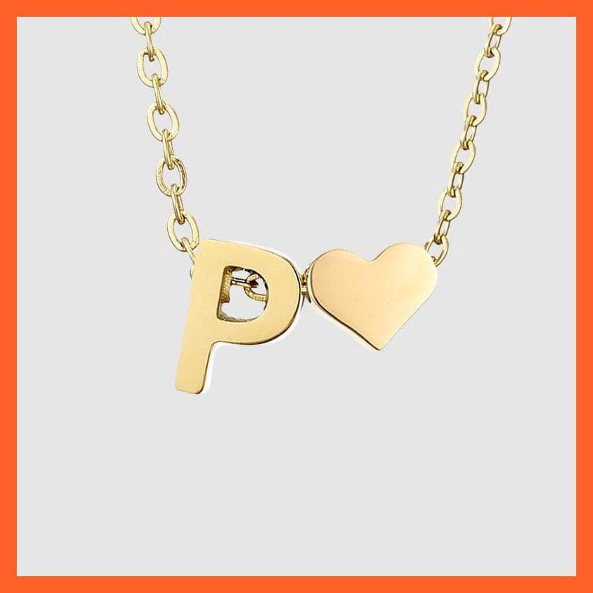 whatagift.com.au necklace Gold / P Heart Shaped Gold-Plated Letter Pendant For Women Clavicle Chain