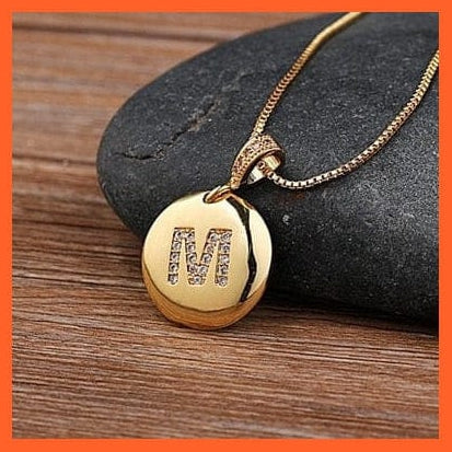 whatagift.com.au necklace Gold Plated Round Shaped Pendant Initial 26 Letters Pendent Necklace