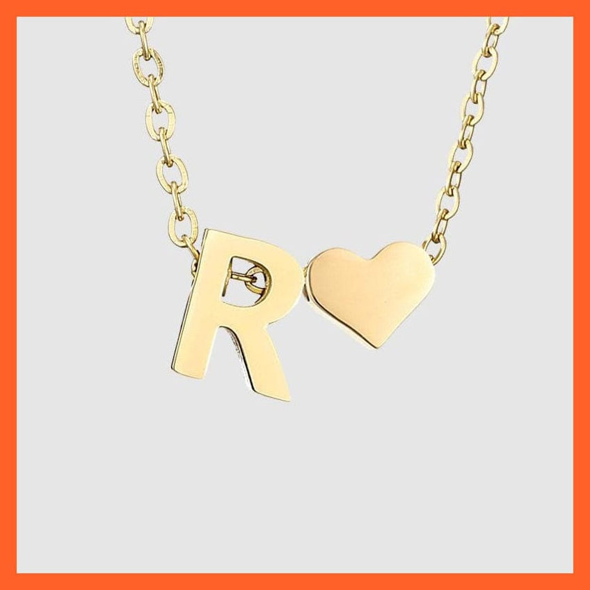 whatagift.com.au necklace Gold / R Heart Shaped Gold-Plated Letter Pendant For Women Clavicle Chain