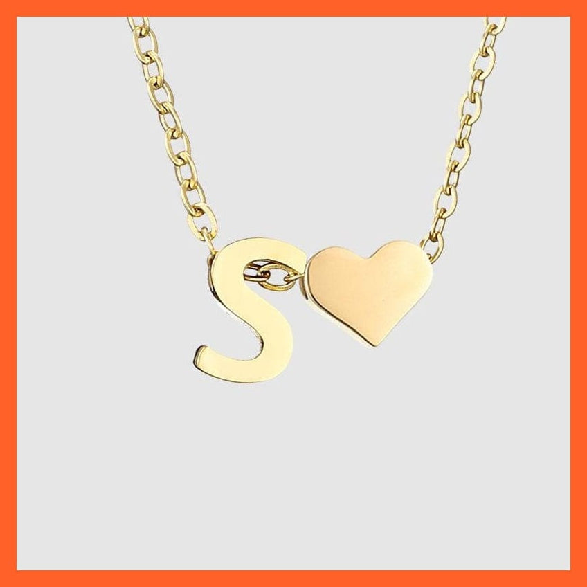 whatagift.com.au necklace Gold / S Heart Shaped Gold-Plated Letter Pendant For Women Clavicle Chain
