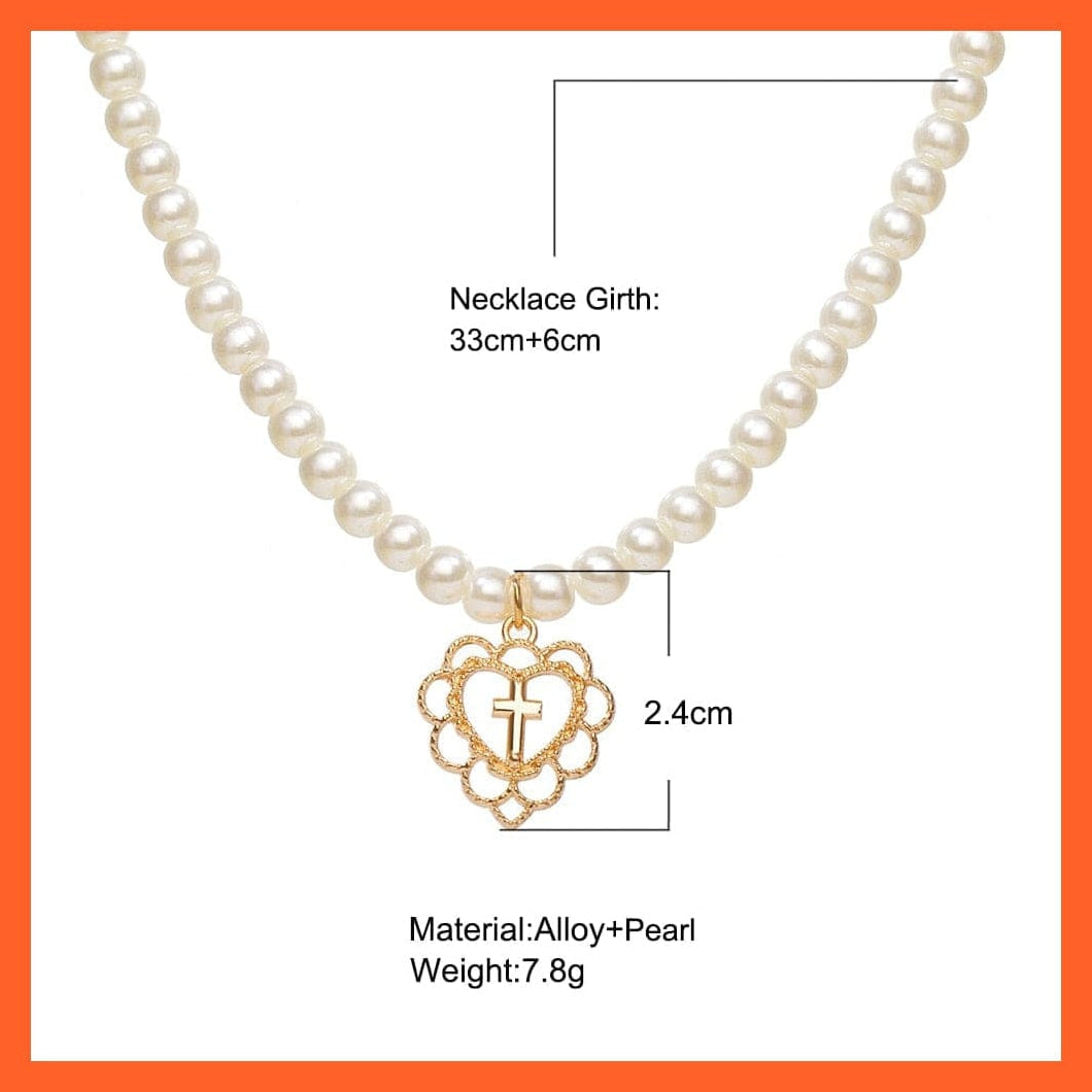 whatagift.com.au necklace Gold Silver Pearl Heart Shaped Pendant Choker Necklace For Women